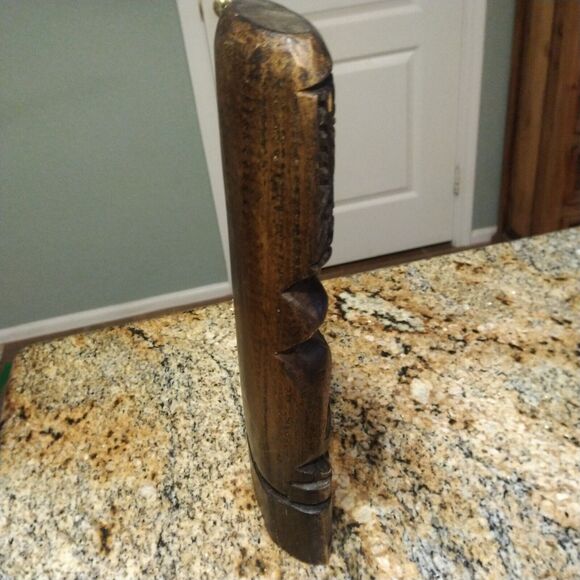 Large Tiki Statue Hand Carved Solid Wood Hawaiian Polynesian 11.5” MCM - Picture 3 of 10